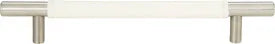 Zanzibar White Leather Pull 6 5/16'' cc Brushed Nickel 281-WT-BRN