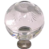 Round 1-3/8'' Crystal Knob with Satin Nickel Base M1111-US15