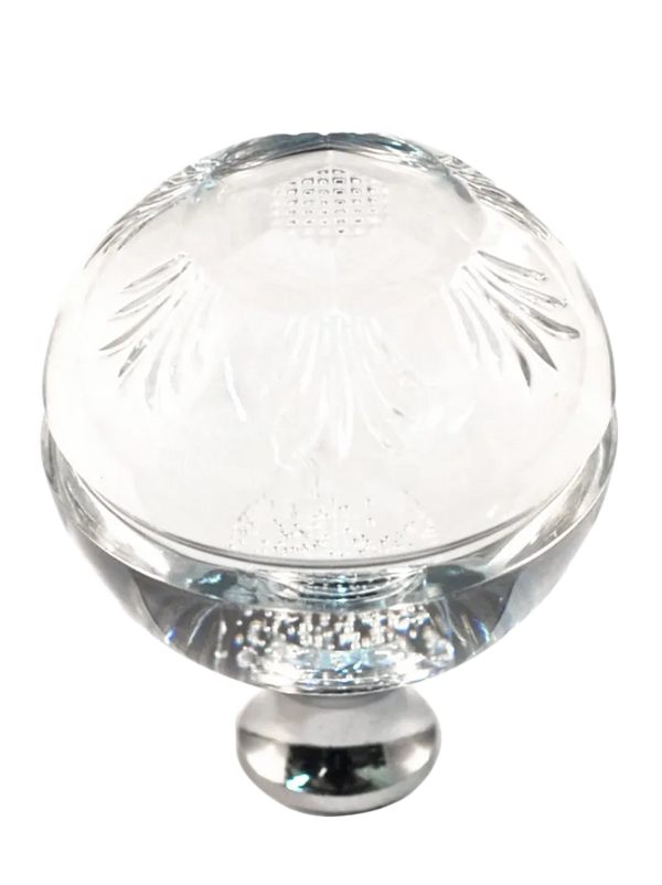 Round 1-3/8'' Crystal Knob with Polished Chrome Base M1111-US26