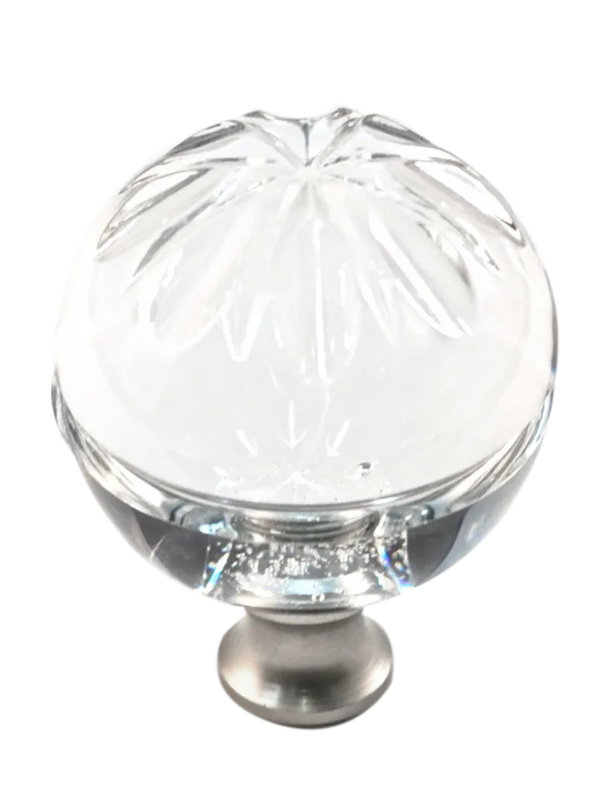 Round 1-3/8'' Crystal Knob with Satin Nickel Base M1114-US15