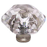 Hexagon 1-1/8'' Crystal Knob with Satin Nickel Base