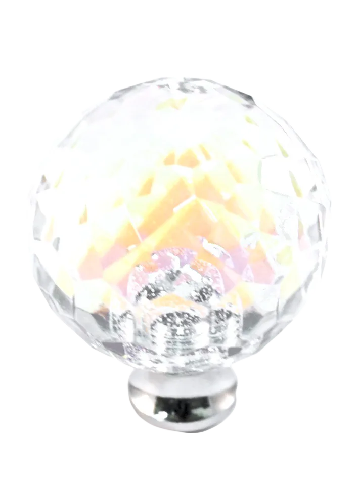 Round 1-3/16'' Crystal Knob with Polished Chrome Base M35AB-US26