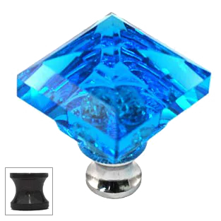 Aqua Square 1-1/4'' Crystal Knob with Bronze Base