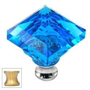 Aqua Square 1-1/4'' Crystal Knob with Satin Brass Base