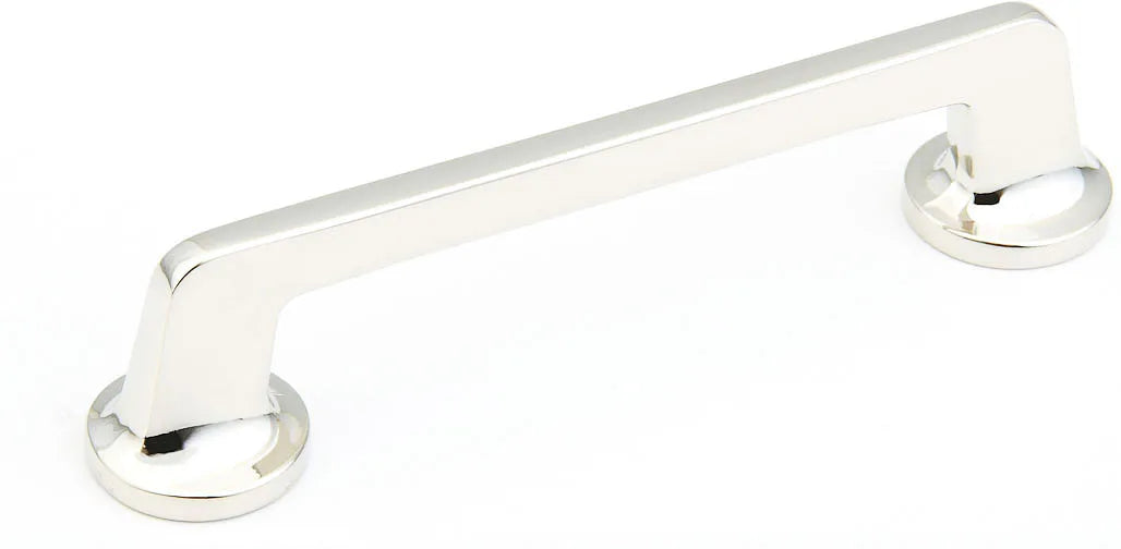 Northport Pull, Round Bases, Polished Nickel, 5'' cc 212-PN