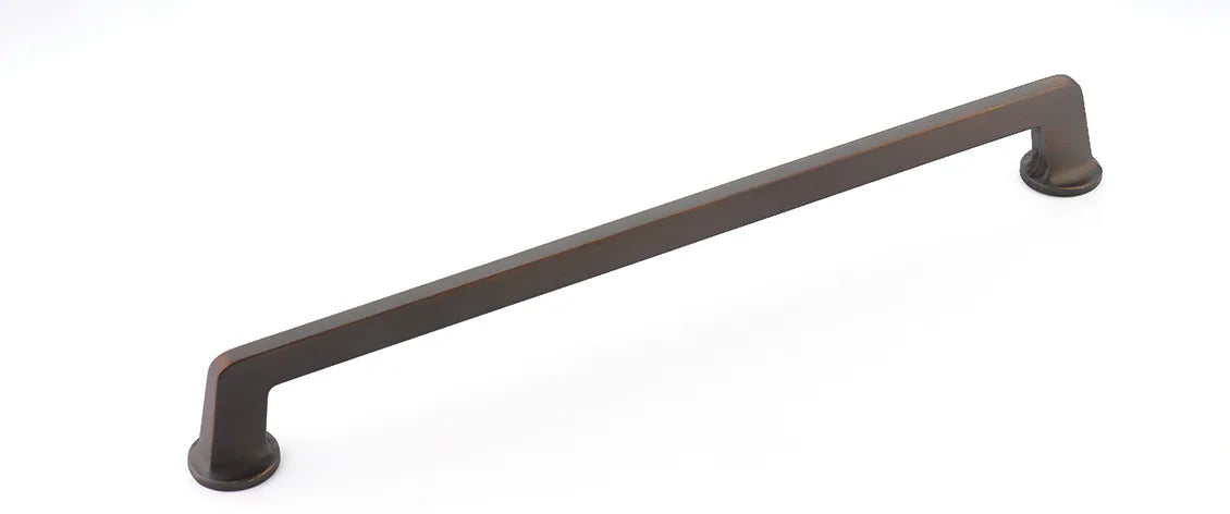 Northport Appliance Pull, Round Bases, Ancient Bronze, 15'' cc 214-ABZ