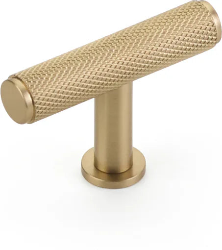 Pub House T-Knob, Knurled, Signature Satin Brass, 2'' 5001-SSB