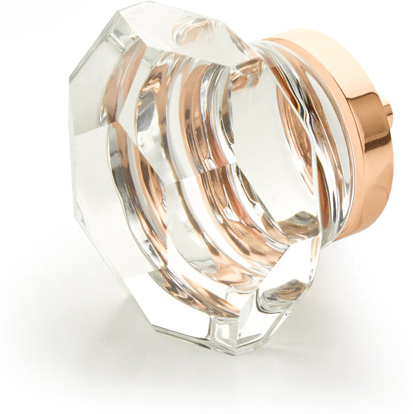 City Lights Faceted Dome Glass Knob, Polished Rose Gold, 1-3/4'' dia 54-PRG