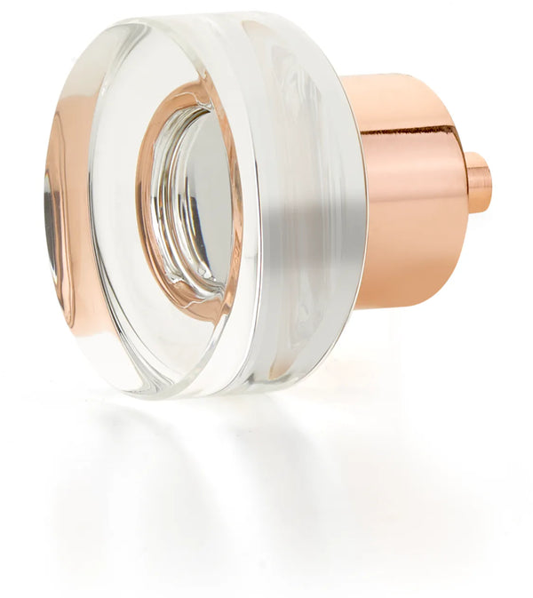 City Lights Round Disc Glass Knob, Polished Rose Gold, 1-3/8'' dia 56-PRG