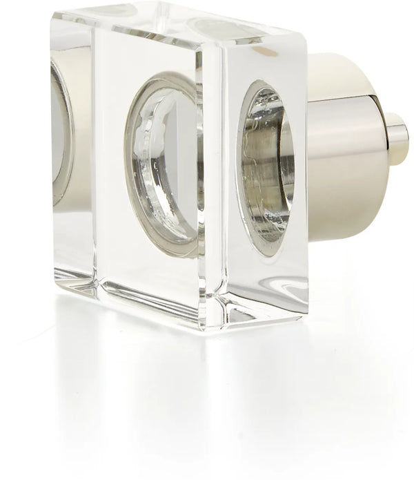 City Lights Square Glass Knob, Polished Nickel, 1-1/4'' 57-PN