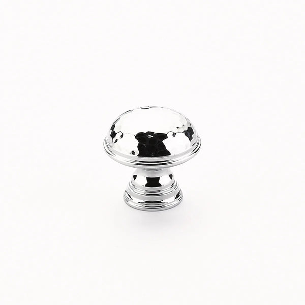 Atherton Hammered Knob, Plain Edge, Polished Chrome, 1-1/4'' dia 570-26