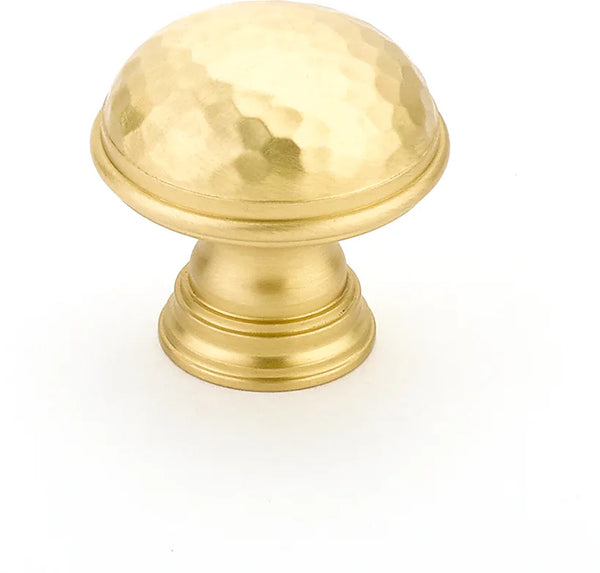 Atherton Hammered Knob, Plain Edge, Satin Brass, 1-1/4'' dia 570-SB