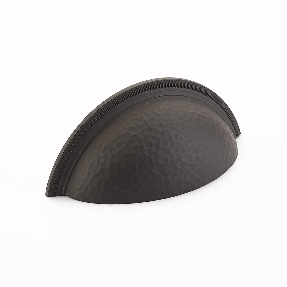 Atherton Cup Pull, Hammered, Knurled Edge, Oil Rubbed Bronze, 3'' cc 574-10B