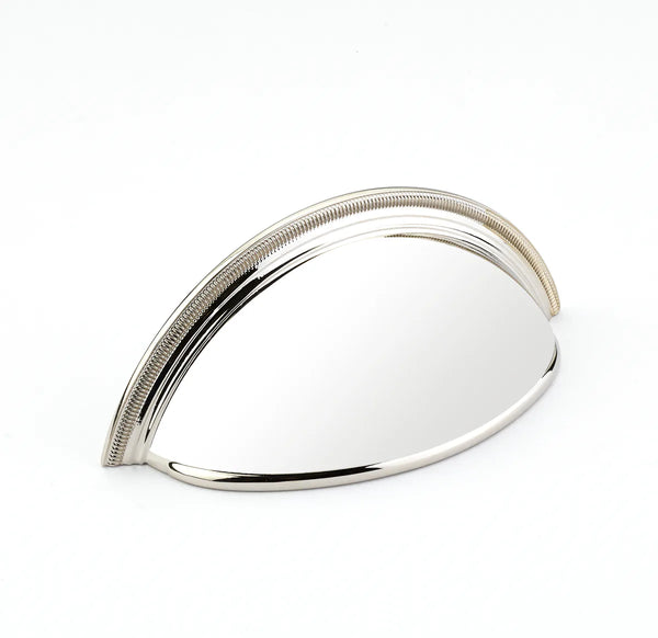 Atherton Cup Pull, Plain Surface, Knurled Edge, Polished Nickel, 3'' cc 575-PN