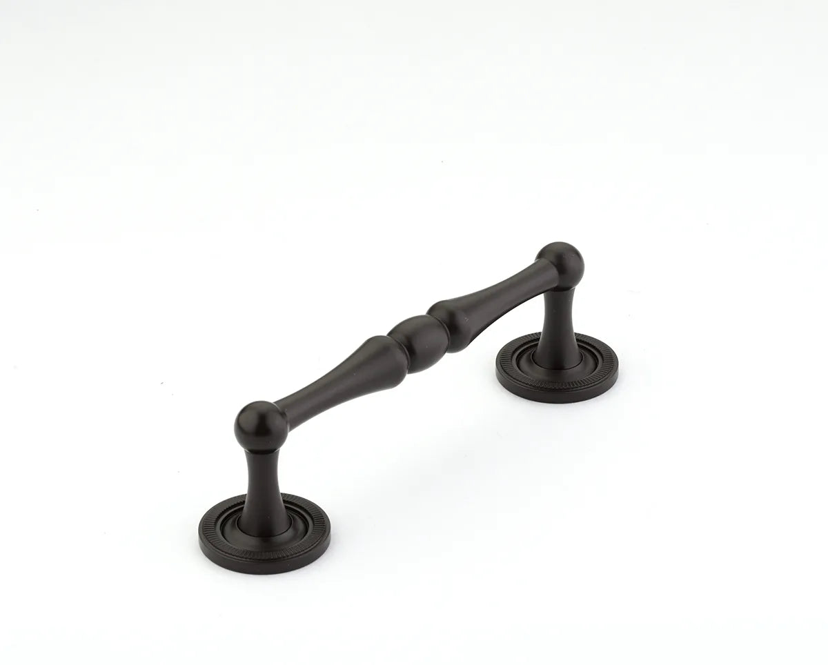 Atherton Pull, Knurled Footplates, Oil Rubbed Bronze, 4'' cc 576-10B