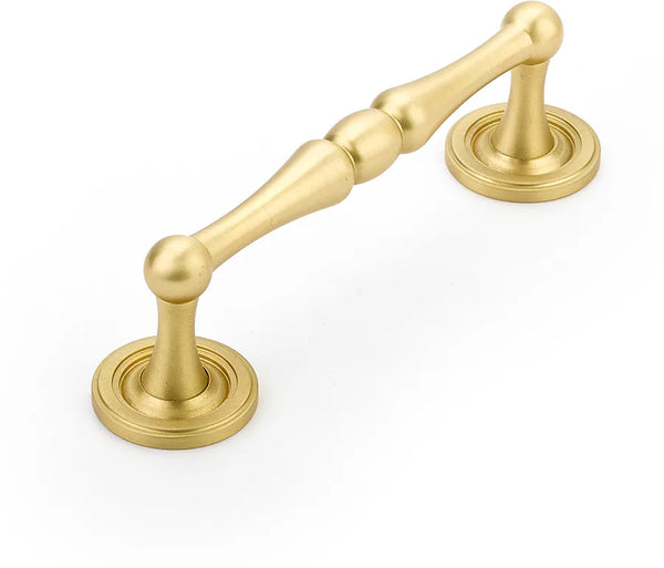 Atherton Pull, Plain Footplates, Satin Brass, 4'' cc 579-SB