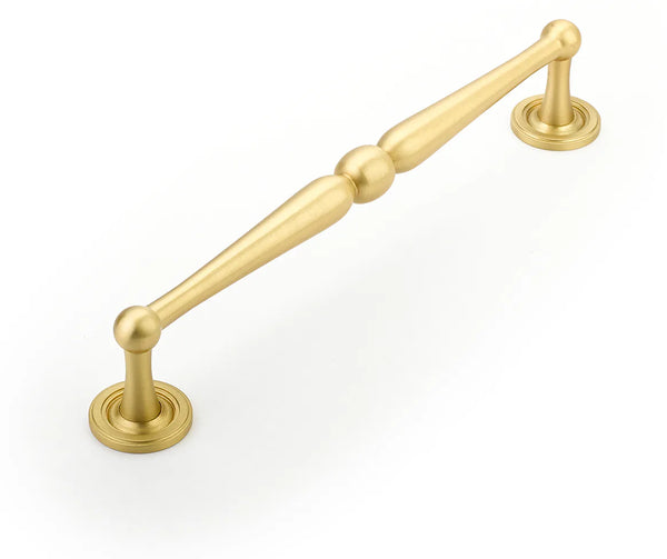 Atherton Pull, Plain Footplates, Satin Brass, 8'' cc 580-SB