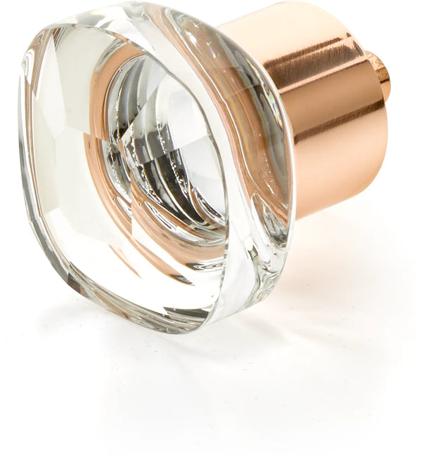 City Lights Soft Square Glass Knob, Polished Rose Gold, 1-1/4'' 61-PRG