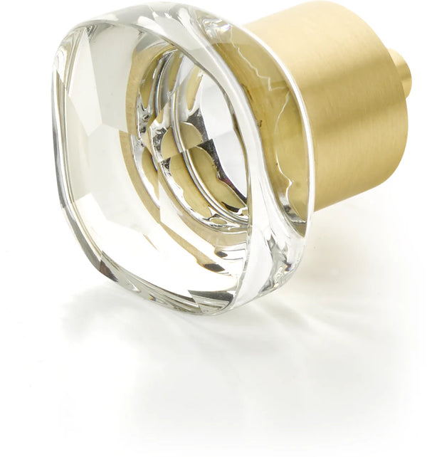 City Lights Soft Square Glass Knob, Satin Brass, 1-1/4'' 61-SB