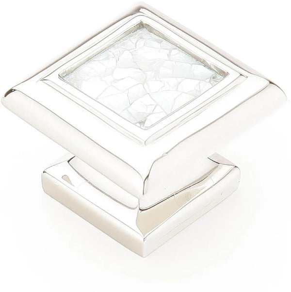 Mother of Pearl Knob, Square, Polished Nickel, 1-3/8'' 818-MOP/PN