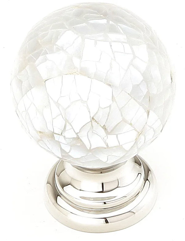 Mother of Pearl Knob, Round, Polished Nickel, 1-1/4'' dia 857-MOP/PN
