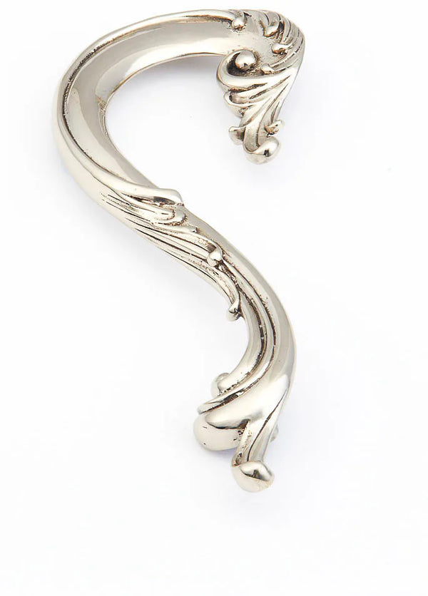 French Court Pull, Left Hand, White Brass, 5'' cc 934L-WB