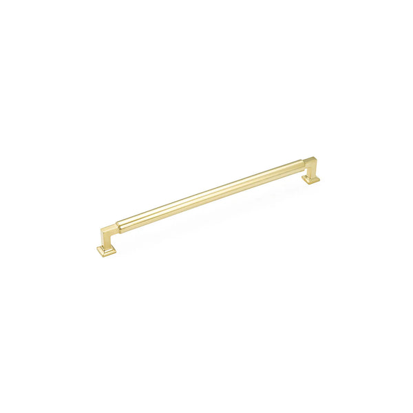 Haniburton Appliance Pull, Unlacquered Brass, 12'' cc 482-UNBR