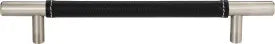 Zanzibar Black Leather Pull 6 5/16'' cc Brushed Nickel 281-BL-BRN