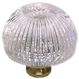 Grooved Round 1-3/8'' Crystal Knob with Polished Brass Base