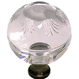 Round 1-3/8'' Crystal Knob with Antique Brass Base M1111-US5