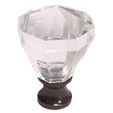 Octagon 1-1/16'' Crystal Knob with Bronze Base