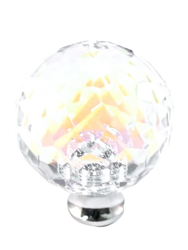 Round 1-3/16'' Crystal Knob with Polished Chrome Base M35AB-US26