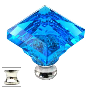 Aqua Square 1-1/4'' Crystal Knob with Polished Nickel Base