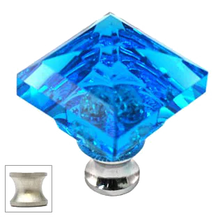 Aqua Square 1-1/4'' Crystal Knob with Satin Nickel Base