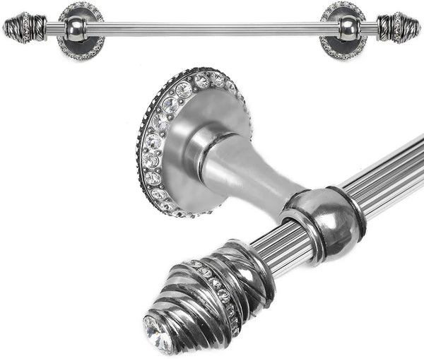 Caché II 16'' cc towel bar with 80 rivoli Swarovski Clear Crystals with 5/8'' reeded center 1810R-9C