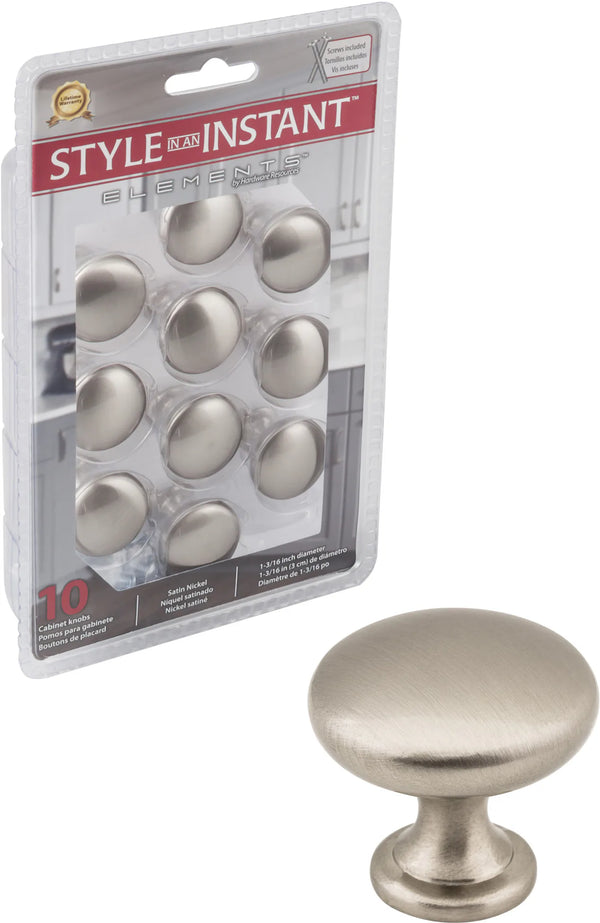 Retail Pack Hardware 1-3/16'' Diameter Mushroom Knob 3910-SN-R