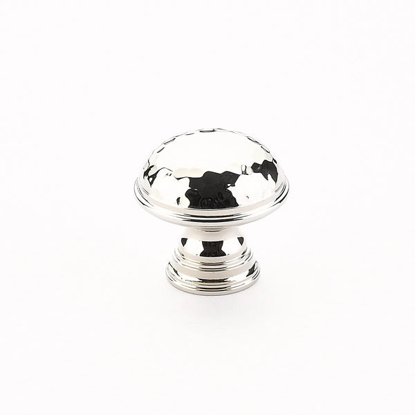 Atherton Hammered Knob, Plain Edge, Polished Nickel, 1-1/4'' dia 570-PN