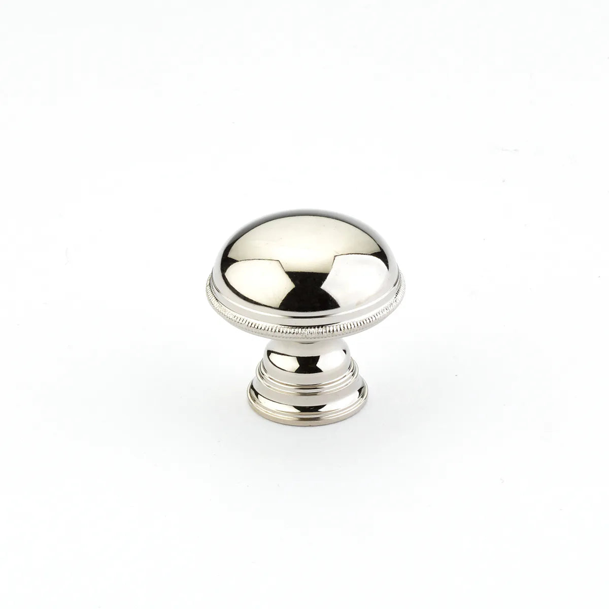 Atherton Plain Surface Knob, Knurled Edge, Polished Nickel, 1-1/4'' dia 572-PN