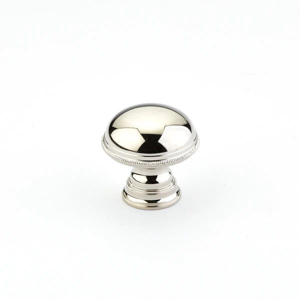 Atherton Plain Surface Knob, Knurled Edge, Polished Nickel, 1-1/4'' dia 572-PN