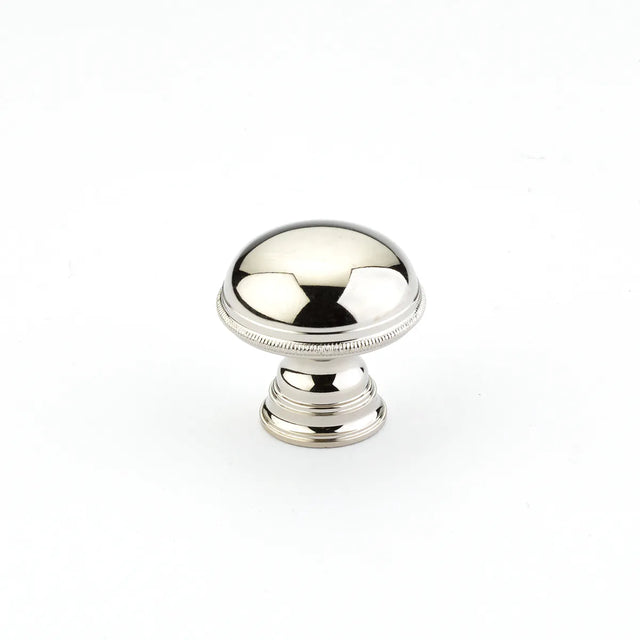 Atherton Plain Surface Knob, Knurled Edge, Polished Nickel, 1-1/4'' dia 572-PN