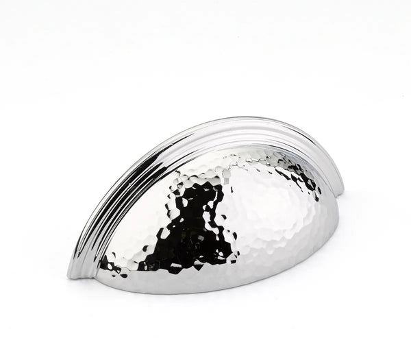 Atherton Cup Pull, Hammered, Plain Edge, Polished Chrome, 3'' cc 573-26
