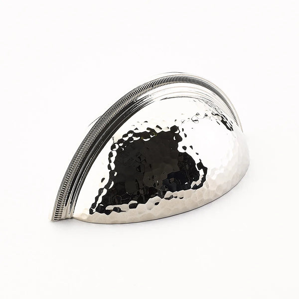 Atherton Cup Pull, Hammered, Knurled Edge, Polished Nickel, 3'' cc 574-PN
