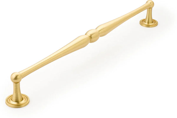 Atherton Appliance Pull, Knurled Footplates, Satin Brass, 15'' cc 578-SB