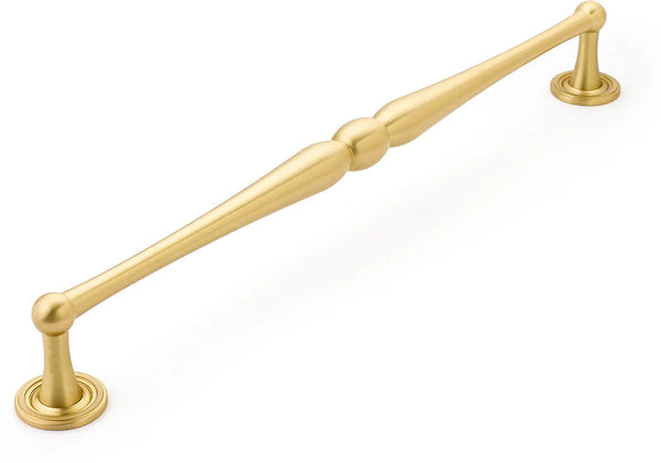 Atherton Appliance Pull, Plain Footplates, Satin Brass, 15'' cc 581-SB