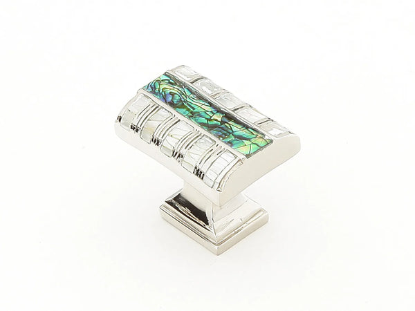 Fair Isle Knob, Rectangle, Imperial Shell, Mother of Pearl, Polished Nickel, 1-1/4'' x 7/8'' 654-PN