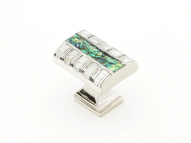 Fair Isle Knob, Rectangle, Imperial Shell, Mother of Pearl, Polished Nickel, 1-1/4'' x 7/8'' 654-PN