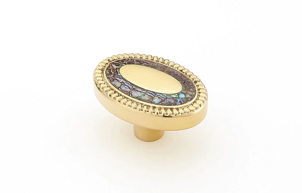 Fair Isle Knob, Oval, Imperial Shell, Polished Brass, 1-1/2'' x 1-1/8'' 657-PB