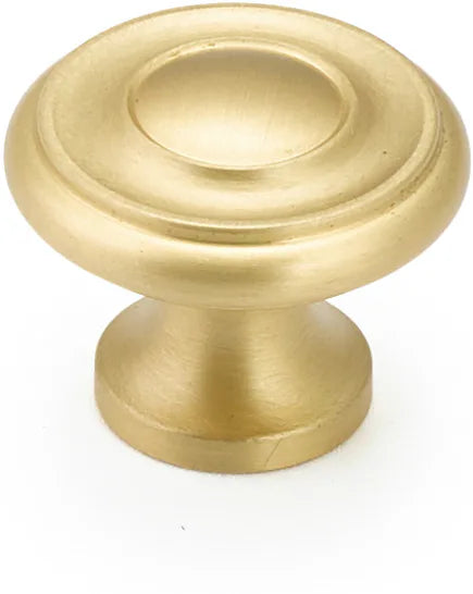 Colonial Round Knob, Satin Brass, 1-1/4'' dia 703-SB