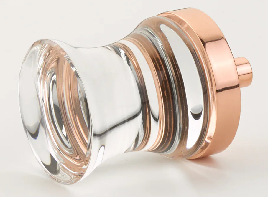 City Lights Concave Glass Knob, Polished Rose Gold, 1-1/8'' dia 76-PRG