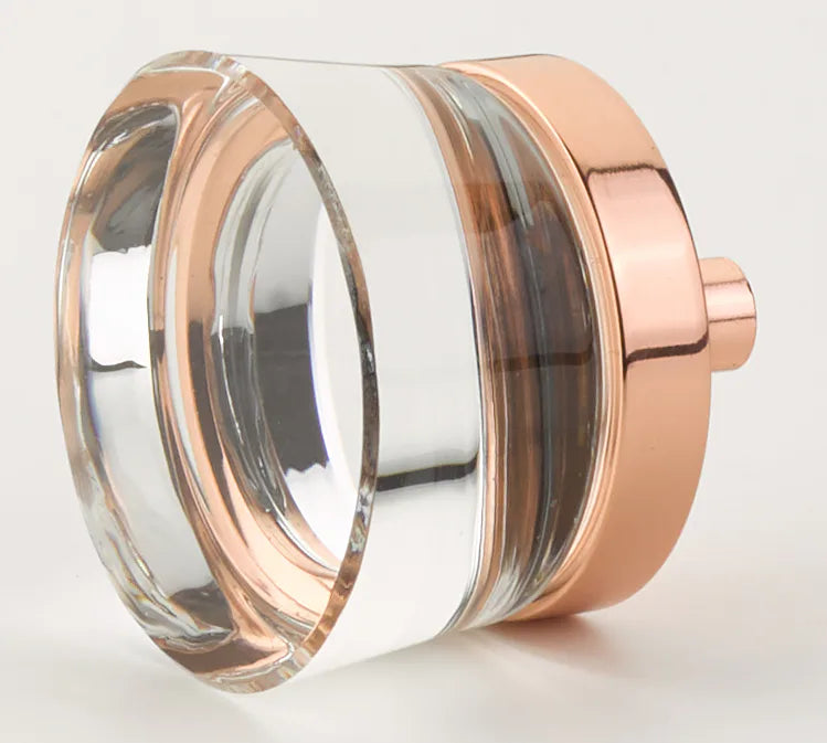 City Lights Flat Disc Glass Knob, Polished Rose Gold, 1-3/8'' dia 77-PRG